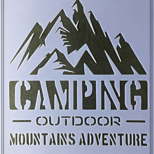 S-186】 ハンドメイド ステンシルシート キャンプ 山 アウトドア 型紙