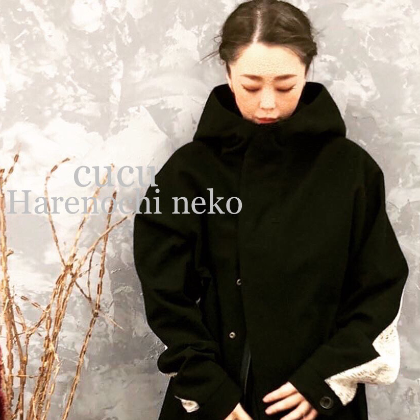 ◆送無◆【再販】憧れの。『アンティークリネンで作るフーデットモッズコート。』 厚手 レース ブラック 黒 冬