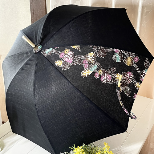 手作り日傘 黒紅型日傘 UV加工済み 送料無料 その他ファッション RＵI