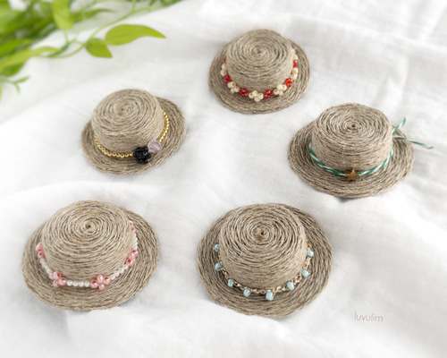 再出品【麦わら帽子】ベビーヘアクリップ　キッズヘアクリップ　ヘアゴム コットンで編んだ麦わら帽子♪ベビーヘアゴム ベビーヘア