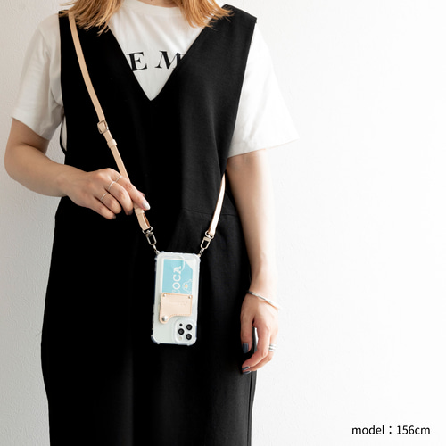 カードポケット＆ショルダー付き♡名入れ可能iPhone＆Galaxyケース 楽天市場】ショルダーストラップ付き レザーカードホルダー 貼り付け