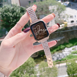 Apple Watch キラキラ　ストーンベルト ローズゴールド　全サイズあり 2枚目の画像