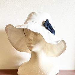 新作‼️ 帽子用　リボンブローチ　ネイビー 5枚目の画像