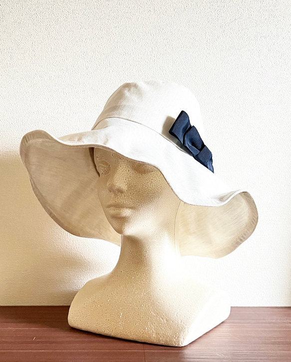 新作‼️ 帽子用　リボンブローチ　ネイビー 5枚目の画像