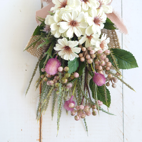 再販 秋限定 デージーとあざみ アンティークスワッグ スワッグ ERBA  