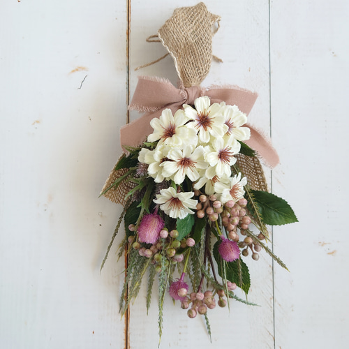 再販 秋限定 デージーとあざみ アンティークスワッグ スワッグ ERBA  