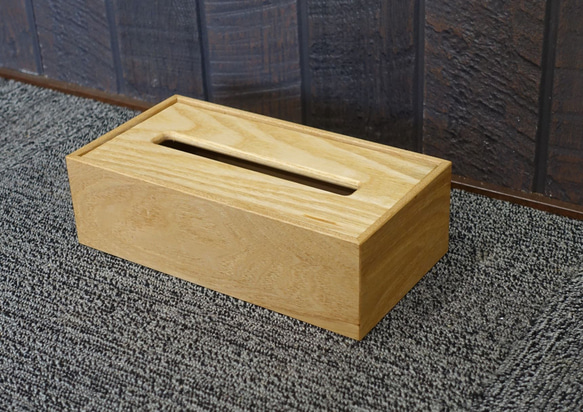 ティッシュケース　木製　高級木材のタモ材の板目　ティッシュボックス　おしゃれ　 4枚目の画像