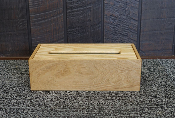 ティッシュケース　木製　高級木材のタモ材の板目　ティッシュボックス　おしゃれ　 2枚目の画像