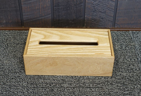 ティッシュケース　木製　高級木材のタモ材の板目　ティッシュボックス　おしゃれ　 5枚目の画像