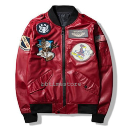 レザージャケットメンズ 革ジャン 刺繍 ライダースジャケット バイク