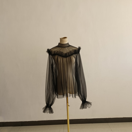 エレガント トップス 黒/ブラック ソフトチュール お呼ばれ/二次会/2次  