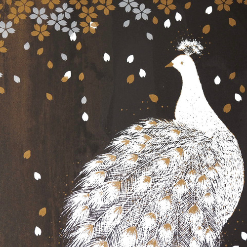 版画 白孔雀 - 夜桜（シルクスクリーンプリント） 版画 Laviolaluna
