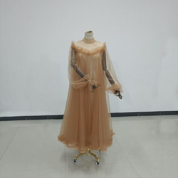 エレガント トップス マロン色 ソフトチュール お呼ばれ オーバー