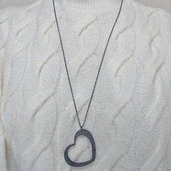 "Concrete"  silver  long necklace   ( ハート燻し ) 5枚目の画像
