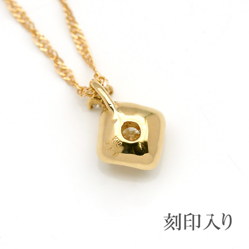 ネックレス ダイヤモンド 0.11ct 2粒 スクエア K18 YG 40cm レディース 