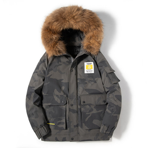 迷彩柄 ファー ダウン ジャケット ma-1 ダウン ファージャケット 短丈