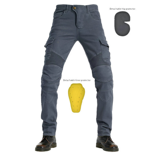 M/W30 グレー バイクパンツ メンズ ストレッチ 無地 迷彩 デニムパンツ