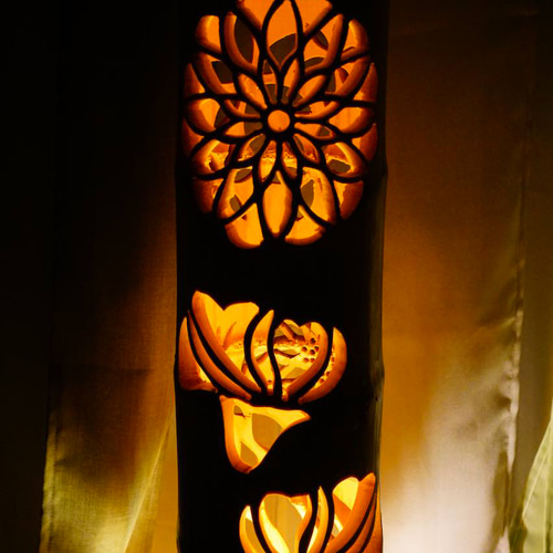 竹灯り・竹あかり・竹灯籠・竹灯篭・竹ランプ 両面彫り～～ 癒しの灯り