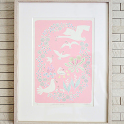 版画 Sweet Pink Spring（シルクスクリーンプリント） 1枚目の画像