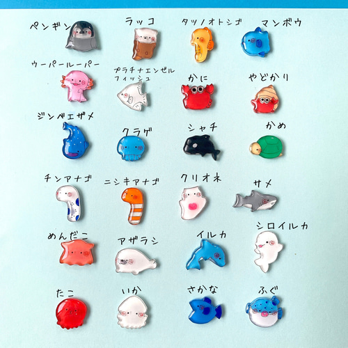 全24種】海の生き物さん シューズタグ【水族館 ウーパールーパー たこ