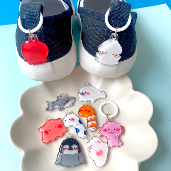 全24種】海の生き物さん シューズタグ【水族館 ウーパールーパー たこ
