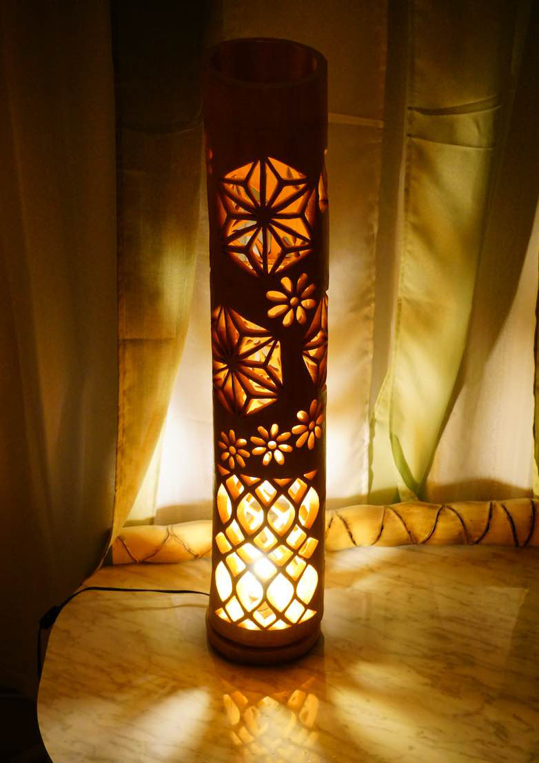 竹灯り・竹あかり・竹灯籠・竹灯篭・竹ランプ   全面彫り～～ 癒しの灯り★光の柱★～～