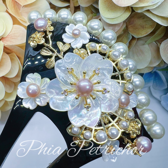 南洋真珠 白蝶貝 silver ブローチ 帯留 桜 梅 南洋真珠 白蝶貝 silver ブローチ 帯留 桜 梅（白蝶真珠ホワイト