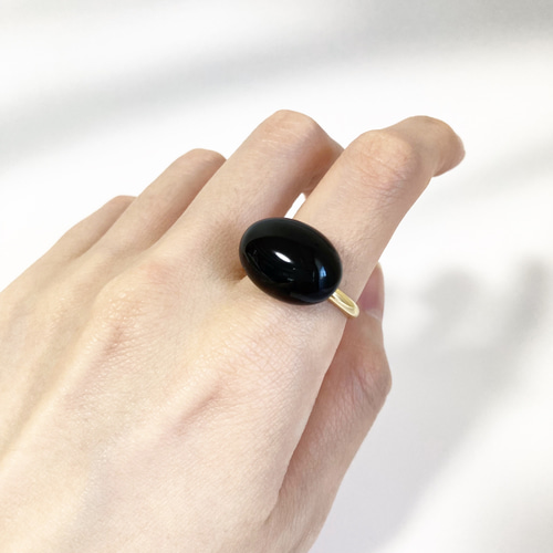 最新発見 silver/gold -onyx 真鍮 オニキス 天然石のフリーサイズリング アクセサリー