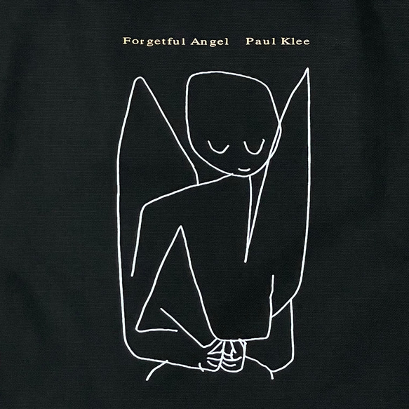 パウル・クレー　忘れっぽい天使　キャンバストートバッグMサイズ黒　内ポケット付き 2枚目の画像