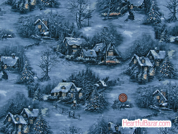 USAコットン(110×50) moda Blizzard Blues クリスマスビレッジ ナイトスカイ 1枚目の画像