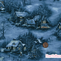 USAコットン(110×50) moda Blizzard Blues クリスマスビレッジ ナイトスカイ 2枚目の画像