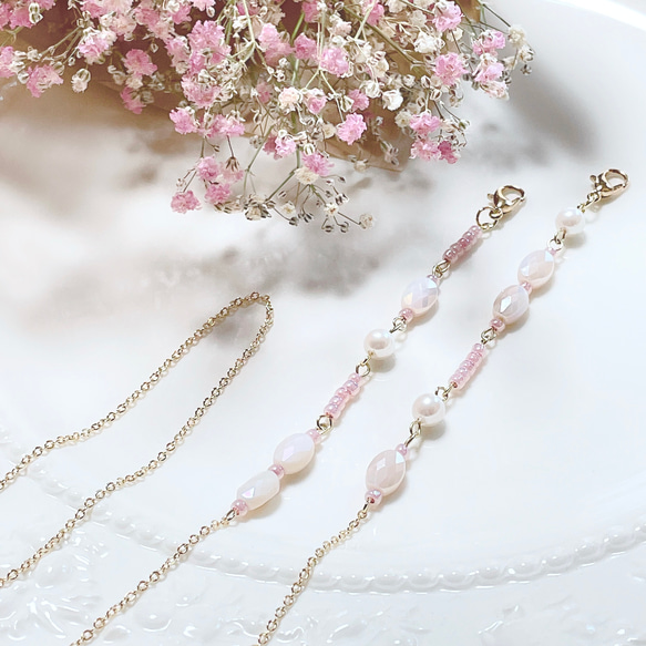 ♪❤️ アンティークガラスビーズマスクチェーンメガネチェーン韓国