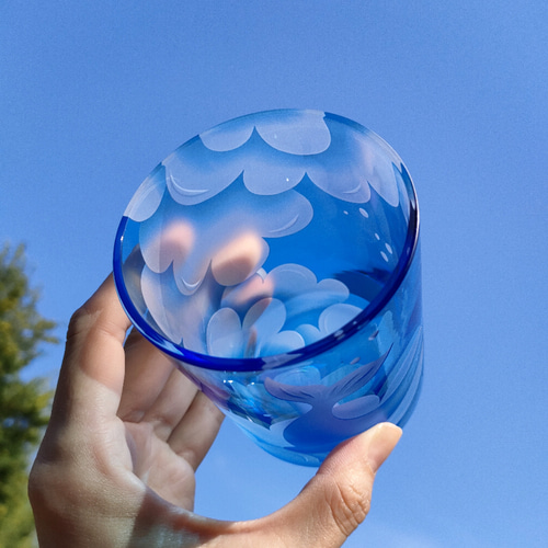 くじらぐも ロックグラス サンドブラスト グラス 月のGlass工房