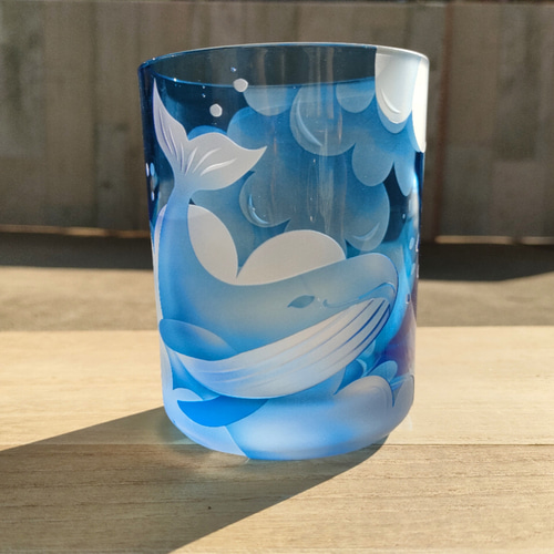 くじらぐも ロックグラス サンドブラスト グラス 月のGlass工房