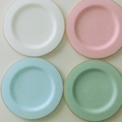 藤本咲　乳白パッチワークガラス皿　10枚 藤本咲 乳白パッチワークガラス皿 10枚