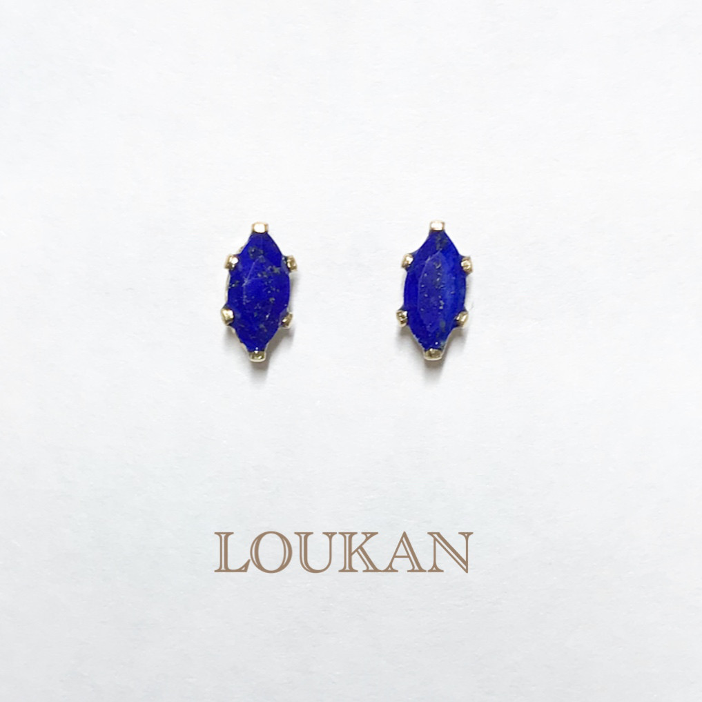 K14gf×天然石ラピスラズリマーキスカットピアス