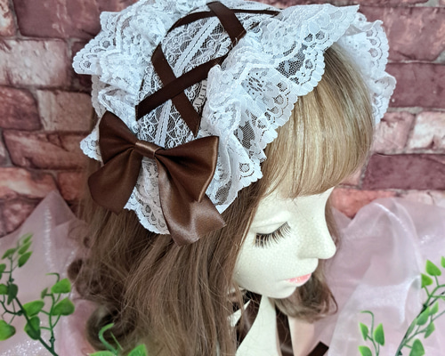 【ハンドメイド・1点物】チュールダブルレースヘッドドレス　ラベンダー　パープル ハンドメイド・1点物】チュールダブルレースヘッドドレス