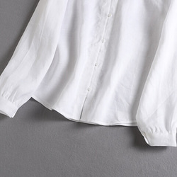 ★サンプルセール　一点のみ★シンプルなシャツスタイルこそこだわりを。麻のシャツ　長袖シャツ　ホワイト 047 3枚目の画像