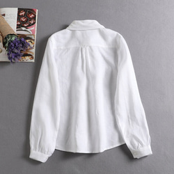 ★サンプルセール　一点のみ★シンプルなシャツスタイルこそこだわりを。麻のシャツ　長袖シャツ　ホワイト 047 5枚目の画像