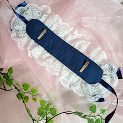 ダブルレースの編み上げ風ヘッドドレス♡ブルー 6枚目の画像