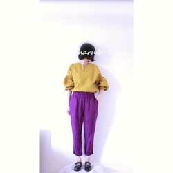 S～LL　リネンゴムパンツ（パープル）　 5枚目の画像