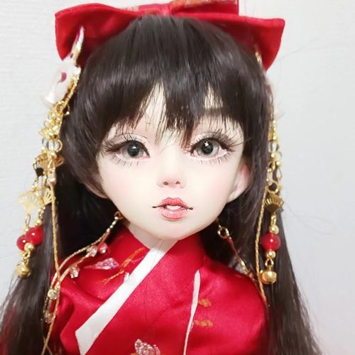 球体関節人形、赤い琉金の女の子(和風ドレス） その他人形
