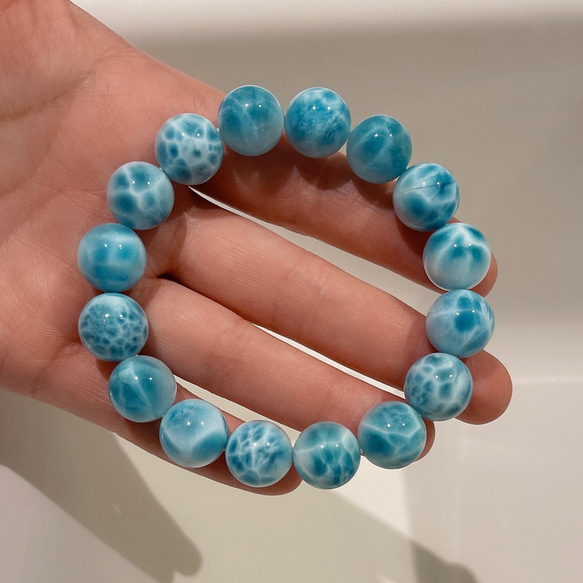 16mm-88.4g 天然無処理ラリマー ブレスレット 16mm-88.4g 天然無処理ラリマー ブレスレット