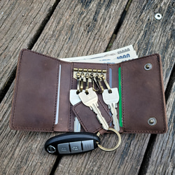 [SALE] 牛革キーケース・札入れ付き牛革ヴィンテージキーケース Cow Leather Key Case 2枚目の画像