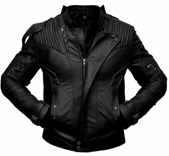 羊革・キルト袖と肩付いた羊革のライダースジャケット Sheep Leather Rider Waxed Jacket 1枚目の画像