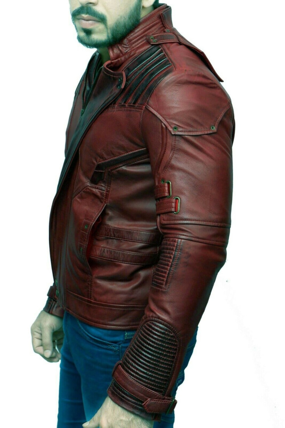 羊革・キルト袖と肩付いた羊革のライダースジャケット Sheep Leather Rider Waxed Jacket 6枚目の画像