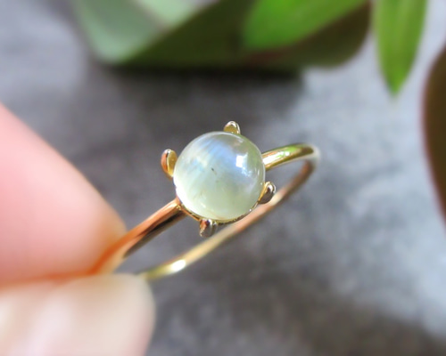 希少石】5mm美粒「クリソベリルキャッツアイ」カボションリング