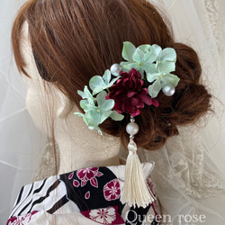 【送料無料】Queen rose モダン　ホワイトタッセル髪飾り 5枚目の画像