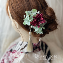 【送料無料】Queen rose モダン　ホワイトタッセル髪飾り 4枚目の画像