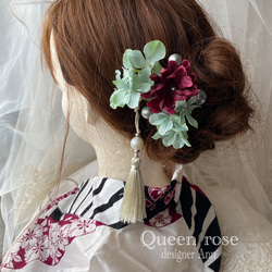 【送料無料】Queen rose モダン　ホワイトタッセル髪飾り 3枚目の画像